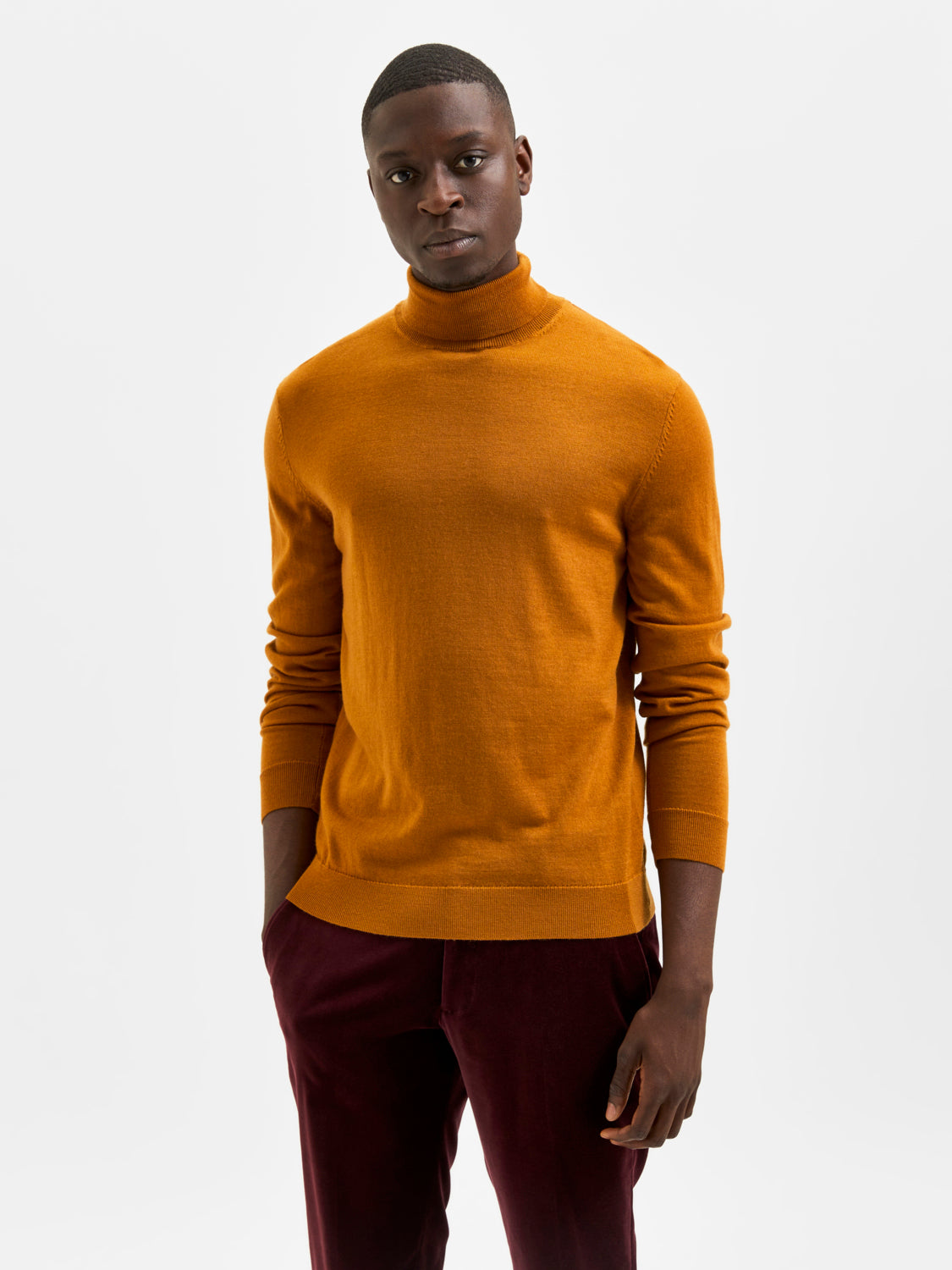 Town høyhals ullgenser - Orange/ Cathay Spice